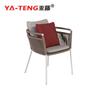 Fábrica de Foshan sofá cadeira de vime para exterior pátio cafeteria sala de modelos terraço liga de alumínio corda trançada mesa e cadeira de jantar combinação