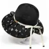 Sombrero de Pescador Plegable de Organza con Costuras, Ala Ancha, Estampado de Letras de Moda, Protector Solar, Sombrilla para Viajes de Primavera y Verano para Niños