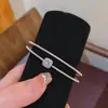 Estilo Lujo Ligero Europeo y Americano Pulsera Abierta de Doble Capa Cuadrada Calabaza con Lazo de Zirconia Joyería de Nicho Elegante de Alta Gama para Mujeres