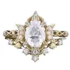 Super Popular Bestseller Transfronterizo: Anillo de Piedra Lunar Incrustada, Anillo de Pareja Versátil de Moda para Mujer con Zircón en Forma de Lágrima, Estrella y Luna