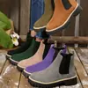 Botines Chelsea de Suela Gruesa para Mujer Otoño 2026, Botines Slip-On de Gamuza Gris, Talla Grande Botas Cortas Martin de Comercio Exterior