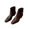 Botines de Tobillo para Mujer con Tacón Oculto de 5 cm y Punta Cuadrada Francesa, Botines de Cuero Suave con Cremallera Trasera, Botas Elegantes Versátiles de Nuevo Estilo Otoño/Invierno para Mujer