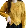 Nuevo Abrigo Suéter de Punto Grueso con Trenzas Estilo Coreano Otoño e Invierno Estilo Perezoso Suave Pegajoso Holgado Cardigan de Punto Versátil para Mujer