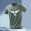 Comercio Exterior Verano Secado Rápido Seda de Hielo Transpirable Casual Cuello Redondo Camiseta Estampada para Hombre Tops de Manga Corta para Exteriores Fitness Running