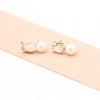 Doce simples elegante natural Shell Pearl tulip brincos banhados a ouro pequena flor 925 brincos de agulha de prata para as mulheres