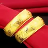 Tienda de ventana de oro arena ligera y delgada pulsera de dragón y fénix de novia de boda pulsera de doble felicidad chapada en oro simulación joyería de boda