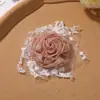 Temperamento Gentil Vintage Renda de Malha Plissada Camélia DIY Presilha Lateral Laço de Cabelo Acessório de Cabelo Enfeite de Flor