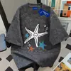 Camiseta de Manga Curta Tie-Dye Popular INS 100% Algodão para Homens e Mulheres Estilo Verão para o Dia a Dia Top Soltinho de Gola Redonda para Casais