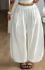 Pantalones Anchos Holgados para Mujer Verano Cintura Alta Casual Largos Color Sólido Pantalones Linterna Blanco y Negro