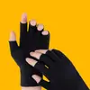Nuevos guantes de mujer de medio dedo forrados de polar elásticos finos de terciopelo cálidos para trabajo mecanografía estudiantes escritura otoño e invierno lazo medio