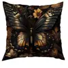Funda de Almohada Cruzada Oro Rosa Negro Flor Mariposa para Oficina, Dormitorio, Sofá, Personalizable al por Mayor