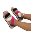 Sandalias para Mujer 2026 Primavera Nuevas Planas Estudiante Romanas de Playa Suela Suave Tira Cruzada Tallas Grandes Zapatos de Mujer