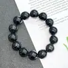 Pulseira de Pedra Natural Ágata Negra Jade Círculo Único Pulseira de Cristal Gema Ágata Preta Pura Suprimento de Feira