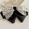 Grampo de Mola Grande com Patchwork de Bolinhas em Cetim Estilo Coreano e Laço Grande para Adicionar Volume, Acessório de Cabelo para a Parte de Trás da Cabeça, Presilha Elegante