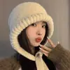 Gorro de Punto Otoño Invierno Cálido Protección para las Orejas Gorro de Lana Pasamontañas Gorro Versátil Japonés para Mujer Lindo Gorro de Punto Engrosado
