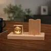 Portalápices de Madera Maciza y Cristal, Luz de Noche, Decoración de Escritorio Feng Shui, Regalo Empresarial Creativo, Regalo de Cumpleaños para Estudiante, Recuerdo