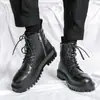 Sapatos Masculinos da Moda, Novo Comércio Exterior, Botas Masculinas de Inverno, Botas Martin de Cano Alto Marrons, Botas Curtas de Couro Estilo Britânico de Solado Grosso