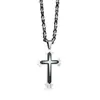 Collar con colgante de cruz de tres capas para joyería europea y americana, cadena de acero inoxidable, tendencia, joyería de moda versátil, accesorios de moda para hombre