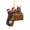 2024 Dibujos Animados Navidad Nuevo Producto Serie Dachshund Adornos para Árbol de Navidad Colgantes Acrílico Plano Interior de Coche