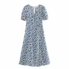 Vestido corto de manga corta con cuello cuadrado plisado en el pecho, estilo Fengchun europeo y americano para mujer, nuevo al por mayor 2020