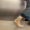 Botines únicos con tacón de cuña que aumentan la altura para mujer, estilo nuevo y moderno 2026, punta cuadrada, cierre trasero, gamuza, botines elásticos