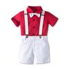 Processamento e personalização de roupas masculinas para bebês meninos, roupas de apresentação para meninos, gravatas de manga curta e suspensórios para aniversários, entre países europeus e americanos
