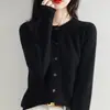 Top de manga larga para mujer, suelto, estilo nuevo, otoño e invierno, cuello redondo, cárdigan de punto, suéter versátil, versión coreana, abrigo elegante