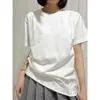 Camiseta branca de manga curta para mulheres, algodão puro, novo estilo europeu de verão, camiseta lisa de meia manga, top super popular com um design único