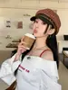 Chapéu Octogonal Xadrez Retrô Japonês Novo para Mulheres 2026, Chapéu de Jornaleiro Estilo Britânico de Primavera, Chapéu de Pintor Elegante com Proteção Solar, Moderno