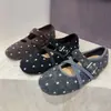 ¡Bailarinas estilo coreano! Pantuflas esponjosas de estilo francés para mujer, con cintura elástica, suela plana y lunares - un artículo popular de otoño/invierno, perfecto para un look de hada