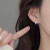 Aretes de botón de doble capa de plata esterlina S925 Fangxing para mujer, aretes irregulares, diseño de nicho moderno, aretes de moda personalizados con incrustaciones de diamantes
