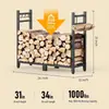 Estante para Leña de Hierro Forjado para Interiores Almohadilla Ajustable Estante de Madera Resistente Estante de Madera para Exteriores Estante para Almacenamiento de Leña Soporte Transfronterizo