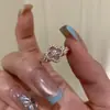 Geométrico Estilo Frio Ins Anel de Cristal Preto Design de Nicho Personalidade da Moda Sentido Avançado Anel Aberto Internet Moda Feminina Popular