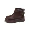 Botas Infantis Outono Inverno Novo 2026 Botas Martin para Crianças Sapatos Individuais para Meninas Botas Curtas Estilo Britânico Sapatos de Algodão de Duas Camadas Preto