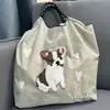 Bolsa de Lona Bordada Ecológica Grande Capacidade Nylon Transversal Tote Bolsa de Ombro para o Dia a Dia Compras Bolsa Tote