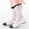 Meias de Tecido Simples Estilo Coreano, Meia-Calça para Primavera e Verão, Finas, Estilosas, Jk, Afinando, de Rede, Cor Sólida Longa, Meias Largas para Mulheres