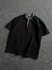 Camiseta Xadrez Patchwork Manga Curta Estilo Americano Falso Duas Peças Direto da Fábrica para Homens e Mulheres Verão Nova Marca Tendência Versátil Solta