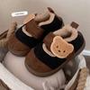 Zapatos Mocasines Casuales de Estilo Ins para Niños, de Color Bloque, con Velcro, Nuevos de Invierno, Cómodos, Cálidos, con Forma de Oso