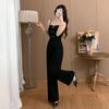 Verão Novo Estilo Tomara que Caia Suspensórios Feminino Puro Desejo Novo Estilo Country Slim Fit Top Cintura Alta Calça de Perna Larga Decotada Moda