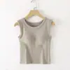 Un Nuevo Chaleco de Estilo Primavera/Verano con Almohadillas en el Pecho, Tirantes Anchos, Copa Integrada, Adecuado para Usar Tanto por Dentro como por Fuera, Largo a la Cintura, Color Sólido