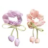 Elástico de Cabelo Tulipa Estilo Coreano de Princesa, Scrunchie Floral, Corda de Cabelo Feminina, Faixa de Cabeça, Acessório de Cabelo Atmosférico, Elástico de Cabelo Infantil