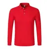 Camisa polo masculina de manga comprida para primavera e outono com logotipo bordado, top liso