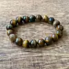 Pulsera Popular Transfronteriza Temu Xiyin Tk con Cuentas Hecha de Aventurina Verde Ojo de Tigre Pulsera Elástica Hecha a Mano