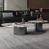Mesa de Café de Mármol Minimalista Moderna Villa Apartamento Dúplex Sala de Estar Grande Mesa Auxiliar Pequeña Integrada de Metal