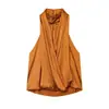 Comercio exterior transfronterizo ropa de mujer 2026 nuevo producto de verano top sin mangas con volantes textura de satén de seda 3223842