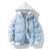 Chaqueta de Algodón Unisex con Diseño Falso de Dos Piezas, Abrigo con Capucha de Marca de Moda de Tres Rayas Estilo Japonés, Chaqueta Gruesa de Algodón Acolchado de Talla Grande Holgada