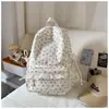 Mochila nueva de encaje para mujer, estilo ins coreano, con lazo, nicho, mochila ligera para estudiante, bolso de doble hombro fresco y simple