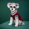 Nuevo Chaleco de Punto Otoño e Invierno Ropa para Mascotas Chaleco de Cuello en V Estilo Universitario para Teddy y Pomerania Suéter de Perro a la Moda Venta al por Mayor