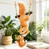 Madre e Hijo Ardilla Columpio Maceta Adorno Colgante Animal Realista Creativo Decoración de Resina Manualidad para Maceta de Jardín Adorno Colgante