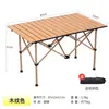 Mesa Dobrável Redonda Personalizada para Exterior com Pés Reunidos, Mesa Portátil para Piquenique e Churrasco, Estilo Acampamento Familiar, Mesa Simples tipo Rolinho de Ovo